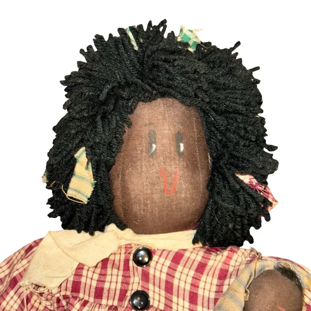 Vtg Primitive Folk Art Cloth Dolls Hand Made Americana Man Fisherman Woman Baby